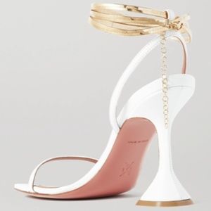 AMINA MUADDI White & Gold Henson Heeled Sandals Size IT 39 (US 8.5)